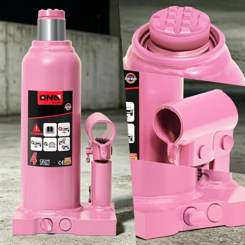 DNA Motoring 4 Ton Hydraulic Car Bottle Jack, Pink, 8000 lbs Capacity | Automotive Welded Bottle Jack For Car SUV Pickup Truck, Auto Repair House Lift, with Manual handle & Carrying Storage Case - color: Pink, style: 4 ton