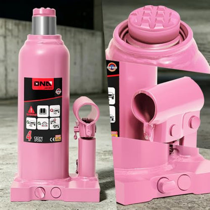 DNA Motoring 4 Ton / 8000 lbs Lifting Automotive Welded Hydraulic Bottle Jack for Car SUV Pickup, Auto Repair, with Manual Handle & Carrying Storage Case, Pink - color: Pink, style: 4 ton
