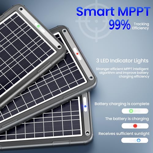 POWOXI 12V Solar Car Battery Charger: 12W Solar Trickle Charger Maintainer with MPPT Controller for Car - RV Boat Marine Motorcycle - Solar Panel Kit for Automotive Trailer Truck Snowmobile Tractor - size: MPPT Pro-12W