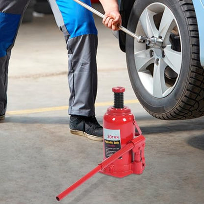 50 Ton Hydraulic Cylinder Jack Bottle Lifting Jack, Automotive Welded Hydraulic Bottle Jack w/Manual Handle Tire Repair Lift Tool for Repair Vehicle, Pickup, Truck, Red