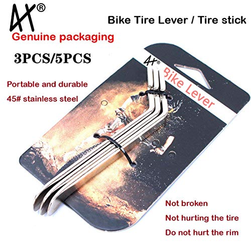 Premium Bicycle Tire Lever Tyre Spoon Iron Changing Tool, Bike Tire Levers Premium Stainless Steel Levers to Repair Bike Tube, Best Tire Changing Tool, Set of 5 - color: 5 Pcs