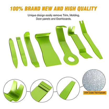 GOOACC 8PCS Auto Trim Removal Tool Kit No-Scratch Removal Tool Kit for Car Audio Dash Panel Window Molding Fastener Remover Tool Kit-Green - color: Green, size: 8PCS Trim Removal