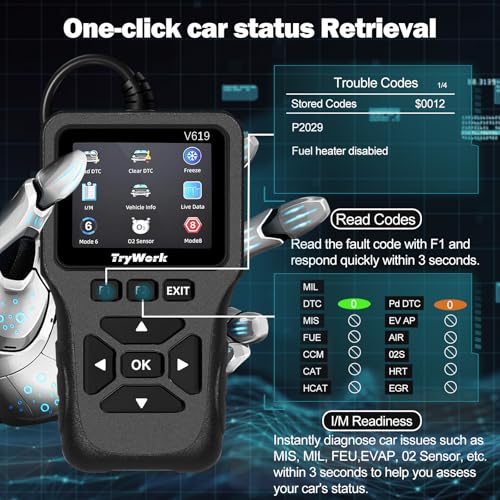 OBD2 Scanner Diagnostic Tool, Check Engine Code Reader with 35901 DTC Lookup, Mode 6 & 8, I/M Readiness for All OBDII Cars Since 1996 (Gray) - color: Gray