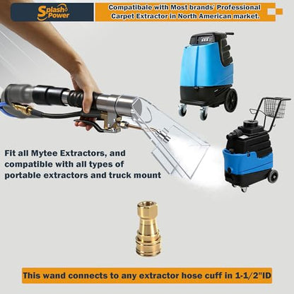 Upholstery Extractor Tool with Clear Head, Carpet Extractor Wand for Auto Detailing & Upholstery Cleaning, High Pressure Hand Wand Compatible with Mytee & Portable Extractors