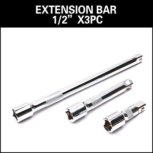 HORUSDY 9-Piece Socket Extension Bar Set, Ratchet Extension Bar Set,1/4", 3/8", and 1/2" Impact Drive Socket, Drive Tool Accessory, CR-V Steel Storage Tray - style: 9-PCS Chrome Extension
