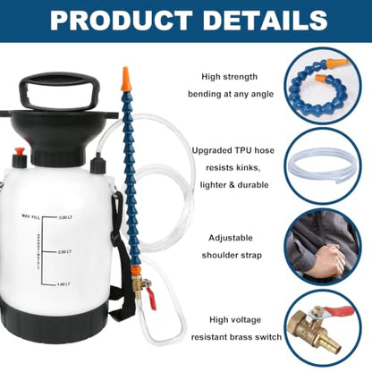 3L Transmission Fluid Pump, Gear Oil Pump, Oil Transfer Pump for ATF | Differential & Transfer Case Fluid Changes, Manual Fluid Extractor with 59" TPU Hose, Brass Ball Valve & Sealing Tape - size: Fluid Pump - 3L