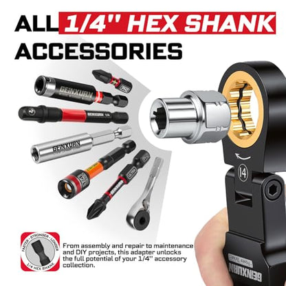 GEINXURN 68PCS Stubby Wrenches Bit Set, 72-Tooth Flex-Head Double Box End Mini Ratcheting Wrench Set Metric (10-19mm) with Screwdriver Bits, 1/4" Universal Socket for Computer, Auto & Bicycle Repair