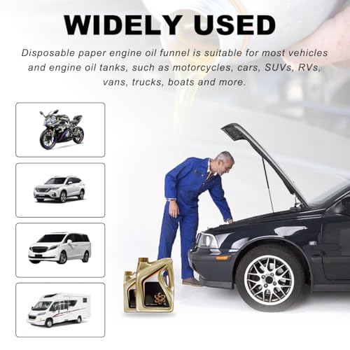 DXNQ 60PCS Disposable Engine Oil Funnels, Paper Cone Funnel Motor Oil Funnel Dispensers for Oil Change, Automotive Use No Spill Disposable Paper Funnels for Water Coolant Gas - color: 60 PCS