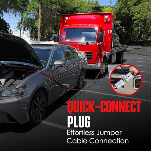 KRIEGER Jumper Cables 100% Pure Copper, 30 Feet, 2 Gauge, 1000 Amp Custom-Made Alligator Clamps, Booster Battery Cables w/Permanent Installation Kit & Quick Connect Plugs - Carrying Bag Included - size: 30-Feet (2-Gauge)