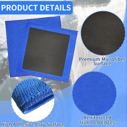 2 Pack Clay Towel Auto Detailing 12 x 12 Inch Fine Grade Clay Bar Towel for Car Detailing Microfiber Car Cloth Cleaner for Cleaning & Release of Paint Contaminants, Blue - color: Blue