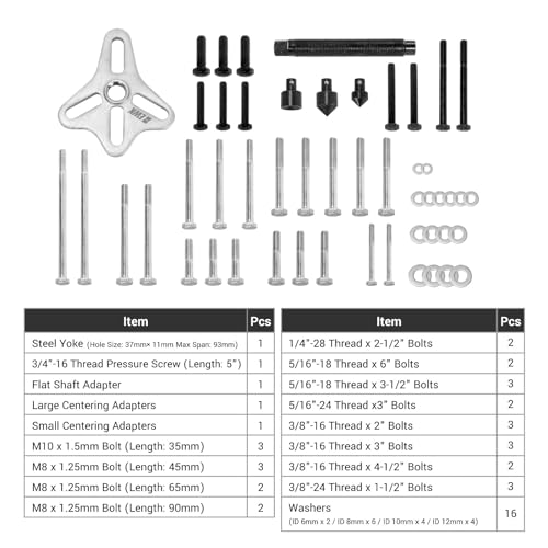 EWK 51 Pcs Harmonic Balancer Puller Set, Steering Wheel Puller, Crankshaft Pulley & Gear Puller, Flywheel Removal Tool
