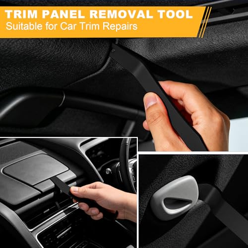 10 Pcs Car Trim Removal Tool Kit with Non-Scratch Plastic Pry Tool and Auto Clip Pliers, Automotive Car Trim Rivet Clip Removal Tool for Door Panel Dashboard Body Repair Kit -Black - color: Black