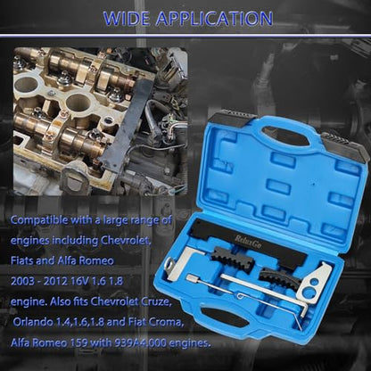ReluxGo Engine Camshaft Tensioning Locking Alignment Timing Belt Tool Kit for Chevy Cruze Aveo Alfa Romeo Fiat 16V 1.4 1.6 1.8 en6340 km6340