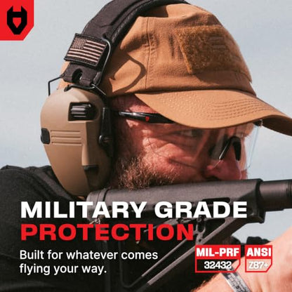 NoCry Tactical Shooting Glasses for Men and Women — Z87+ Ballistic Eyewear | Anti-Fog, Scratch Resistant, Wraparound & Ventilated, UV Protection, Adjustable Temples & Nose Pad, Gun Range Eye Protection