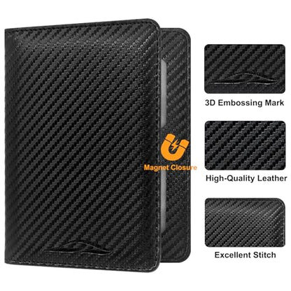 Car Registration and Insurance Holder, Premium Leather Insurance and Registration Holder,vehicle Glove Box Car Organizer, with Magnetic Shut for Cards, Driver License (Carbon Fiber Black-M) - color: 02-Carbon Fiber Black-M