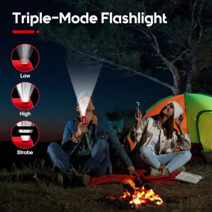 LcFun Electric Dual Arc Lighter USB Rechargeable, Windproof Plasma Lighters with LED Battery Indicator, Waterproof Flashlight Lighter with Whistle Lanyard for Camping, Survival Gear Gifts for Men - color: Red Pro