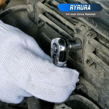 1/4 Inch Drive Stubby Ratchet Mini Ratchet Wrench,1/4 Socket Wrench, 72-Tooth Quick-Release，Reversible,Chrome Vanadium Alloy Steel for Durability - size: 1/4-inch Single, style: Stubby-Metal handle