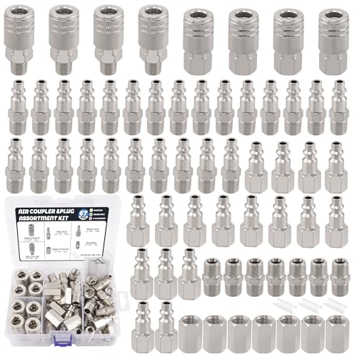 67Pcs Air Coupler and Plug Kit,1/4 Inch NPT Air Tool Fittings Set, Quick Connect Air Hose Fittings Air Compressor Accessories