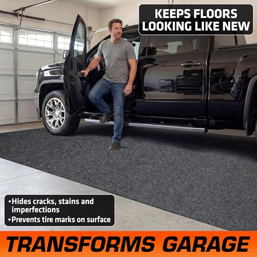Armor All Premium Original Small Vehicle Garage Floor Mat, (8'4” x 7'4"), Protects Surfaces, Transforms Garage, Absorbent/Waterproof/Durable (Includes Double Sided Tape) (USA Made) (Charcoal) - size: 7'4" x 8'4" (Rectangular)