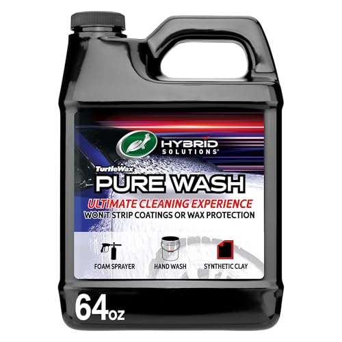 Turtle Wax Hybrid Solutions Pure Wash, pH Neutral Extreme Foaming Car Wash Soap, Bucket or Foam Cannon Application, Won't Strip Waxes or Coatings, Clay Bar Lubricant, Spot-Free Clean, 64 fl oz - size: 64 Fl Oz (Pack of 1)