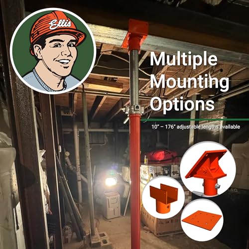 ELLIS Heavy-Duty Adjustable Steel Shore - Basement House Jack for Floor Leveling, Foundation, Beams & Concrete Bracing - 26,000 lb Capacity, 127"-152" Adjustable Support - size: 127" - 152" Adj. Safe Load Capacity (26,000 lb)