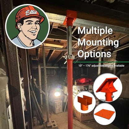 ELLIS Heavy-Duty Adjustable Steel Shore - Basement House Jack for Floor Leveling, Foundation, Beams & Concrete Bracing - 26,000 lb Capacity, 127"-152" Adjustable Support - size: 127" - 152" Adj. Safe Load Capacity (26,000 lb)