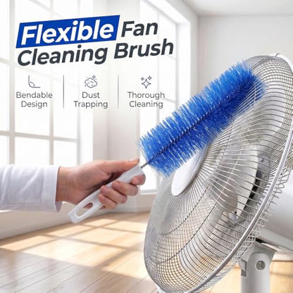 Fan Cleaning Brush, Bendable Microfiber Head, Microfiber Duster for Electric Fan and Blind, Reusable Dust Remover Washable ldeal for Electric Fans Air Conditioning, Home Car Vents, Curtain (Blue 2PCS) - color: Blue 2pcs
