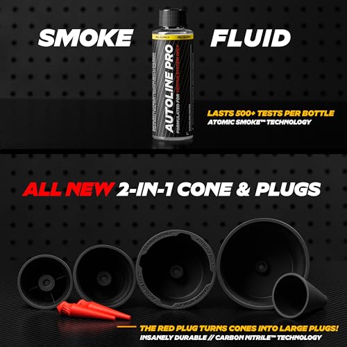 AutoLine Pro Automotive Ventus Smoke Machine Leak Tester EVAP Vacuum - World's #1 Self-Powered Li-Ion Battery Unit - OEM Odorless Fluid Lasts 500 Tests - Built-in Air Compressor - Cone Cap Plugs