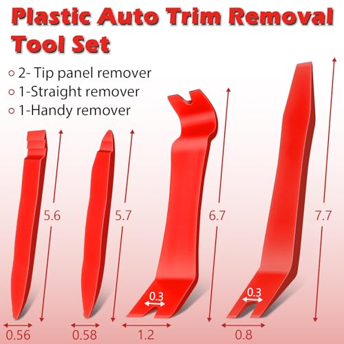Doaho 7 Pcs Car Trim Removal Tool Kit with Non-Scratch Plastic Pry Tool and Fastener Clip Pliers for auto Safe Interior Car Panel Detachment, Dashboard, Door Clips & Upholstery – Red - color: Red-7 Pcs Trim Removal Tool Kit