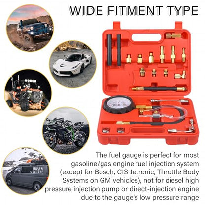 0-140PSI Pressure Tester Gauge Kit Car Tools with Gauge Tester Kit Gas Oil Pressure Tools for Cars and Trucks， TU-114 Fuel Pressure Tester Kit，Test Gasoline Fuel Pump Pressure