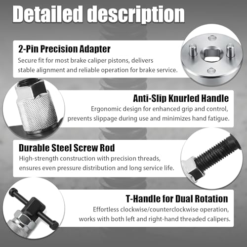 5Pcs Car Brake Piston Wind Back Tool, Brake Caliper Compression Tool Kit, Rear Brake Caliper Tool, Universal For Cars SUVs Trucks RVs, Heavy Duty Durable, Easy Operation For Brake Pad Replacement