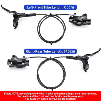 TOBWOLF MTB Hydraulic Disc Brake Set, Four-Piston Bike Brake Upgrade Kit | 160mm Rotors & Ceramic Pads | Left Front 85cm and Right Rear 145cm Hoses | Brake Conversion Kit for MTB & E-Bike - color: Upgrade Hydraulic Disc Brake Set - Four Piston