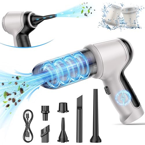 Car Vacuum Cleaner Cordless Rechargeable, Portable Vacuum for Car | 15000Pa suction with blower mode for pet hair, car interiors, keyboards and daily cleanups - color: Gray