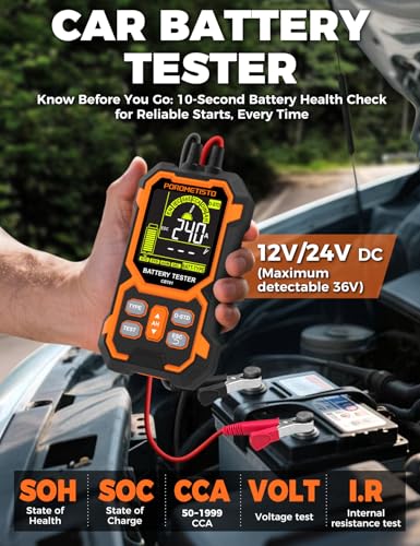 Car Battery Tester, 12V/24V Automotive Battery Diagnostic Tool, 50-2000 CCA Load Capacity, Digital Battery Analyzer & Voltage Meter for Car Truck Motor SUV Boar ATV RV