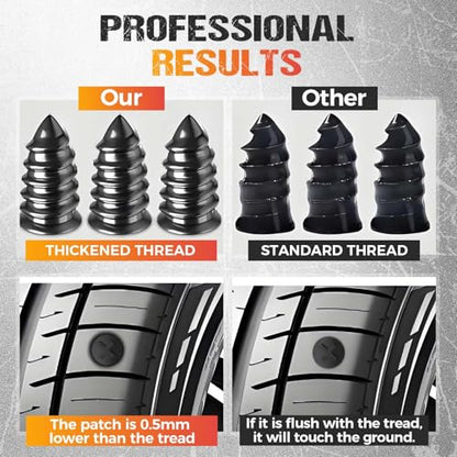 Tire Repair Rubber Nails Kit, Tire Repair Nails Kit with Box and Screwdriver Fast Self-Service Tire Repair Tools for Cars, Truck, Tractor, Black (60, Mix) - size: MIX