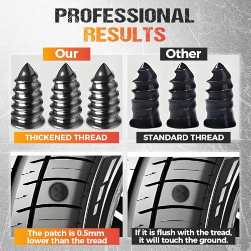 Tire Repair Rubber Nails Kit, Tire Repair Nails Kit with Box and Screwdriver Fast Self-Service Tire Repair Tools for Cars, Truck, Tractor, Black (40, Mix) - size: MIX