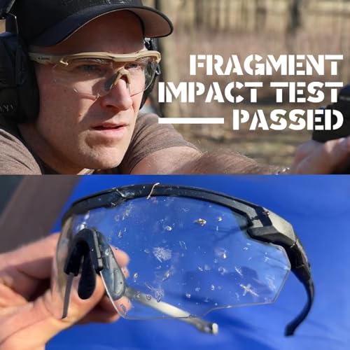 HTS HUNTERSKY Ballistic Tactical Shooting Glasses ANSI Z87+ UV400 Protective Eyewear - color: Green Clear+clear