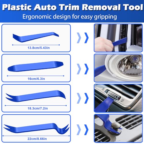 Doaho 15 Pcs Automotive Hook and Pick Tool & Trim Removal Tool Set with Scraper,Magnetic Telescoping,Plastic Pry for Auto Engine Oil Seal O-Ring Repair,Car Interior Panel and Fastener Removal
