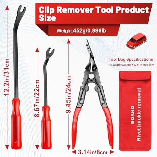 DOAHO 17Pcs Mechanic Hook and Pick Tool Set & Car Trim Removal Kit with Fastener Clip Pliers,Rivet Puller,Magnetic Pickup,Gasket Scraper,Non-Scratch Plastic Pry Tools for Automotive Repair-Red - color: Red-17 Pcs Auto Pick and Hook Set