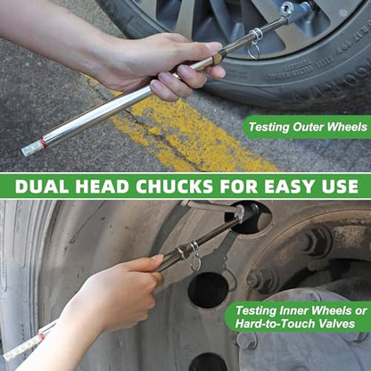 Dual Head Tire Pressure Gauge, Heavy Duty Pen Tire Air Gauge Range 10-160LBS 80-1100KPA, for Truck, RV, Car & Motorcycle（Pack of 2）