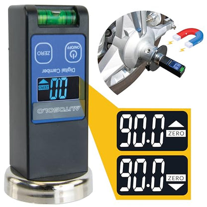 AutoSolo Digital Camber & Castor Alignment Gauge - Precision Wheel Alignment Tool Camber Gauge with LCD Display & Magnetic Base for Car, Truck, RV & SUV