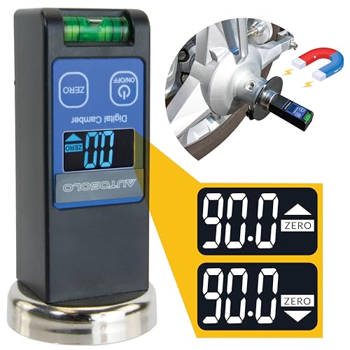 AutoSolo Digital Camber & Castor Alignment Gauge - Precision Wheel Alignment Tool Camber Gauge with LCD Display & Magnetic Base for Car, Truck, RV & SUV