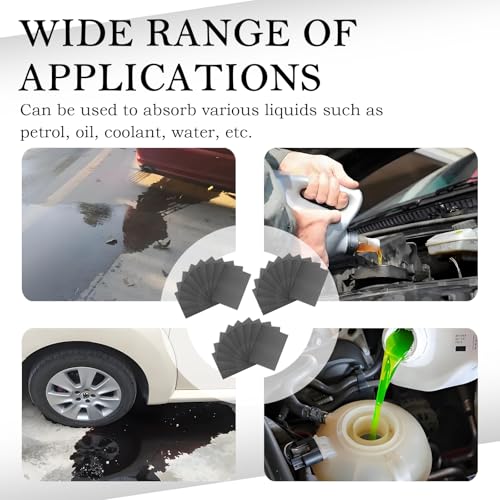 30PCS Oil Absorbent Pads 13 * 10.1",Powerful Polypropylene Oil Spill Mat Absorbs Soaks Coolant/Oil/Grease/Water-Based Fluids,Universal Reusable Oil Drain Splash Pad Car Accessories (30PCS) - color: 30PCS
