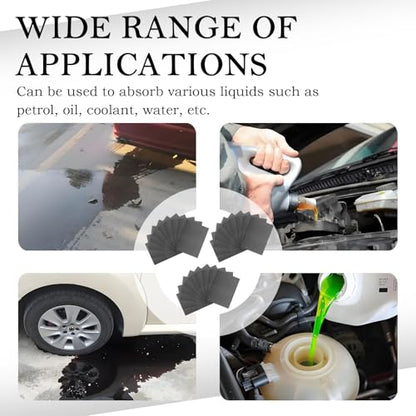 30PCS Oil Absorbent Pads 13 * 10.1",Powerful Polypropylene Oil Spill Mat Absorbs Soaks Coolant/Oil/Grease/Water-Based Fluids,Universal Reusable Oil Drain Splash Pad Car Accessories (30PCS) - color: 30PCS