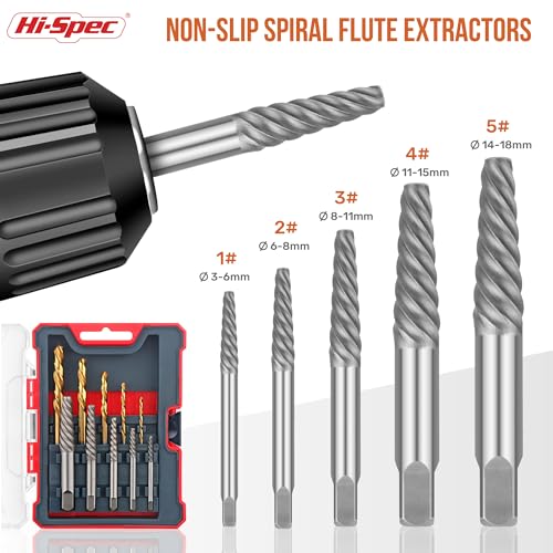 Hi-Spec Screw Extractors & HSS Drill Bit Set Easy Out Studs and Bolts | 10pc, faster bit changes, labeled storage, cleaner drilling and driving, portable case, workshop-ready layout, quick setup