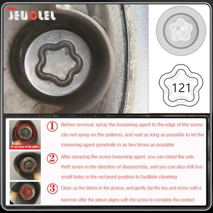 121 Wheel Locking Nut Key for Nissan Infiniti, 21mm Lock Bolt Inner Dia Wheel Anti-Theft Lug Nut Hand Repair Removal Tool - size: socket 121
