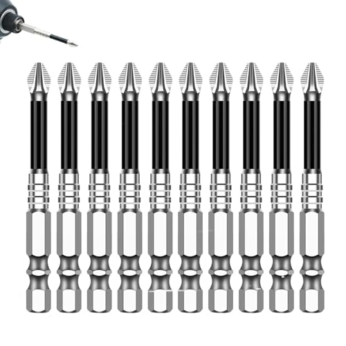 Magnetic Non-Slip Drill Bit Kit - High Magnetic S2 Alloy Steel Screwdriver Bits, Anti-Slip Hex Shank Set (25/50/65/70/90/150mm) for Impact Driver & Electric Drill (10, 65L) - size: 65L