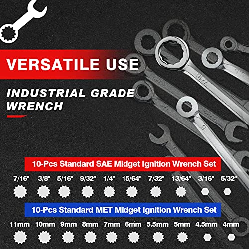 SPEEDWOX Mini Wrench Set Metric SAE Ignition Wrench Sets Open and Box End Wrench Set Small Wrench Set Combination Wrench Sets with Storage Pouches and Key Chains, 4mm-11mm & 5/32"-7/16" - size: 2 set wrench