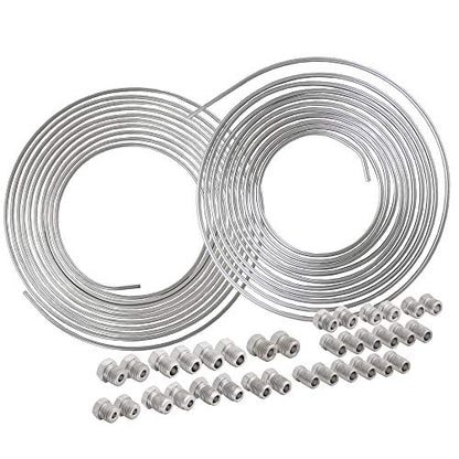 4LIFETIMELINES 25' 3/16" & 1/4" Stainless Steel Brake Line Replacement Tubing Coil & Fitting Kit, 2 Kits, Inverted Flare, SAE Thread - size: 3/16 and 1/4 x 25 Kit (2 Kits)