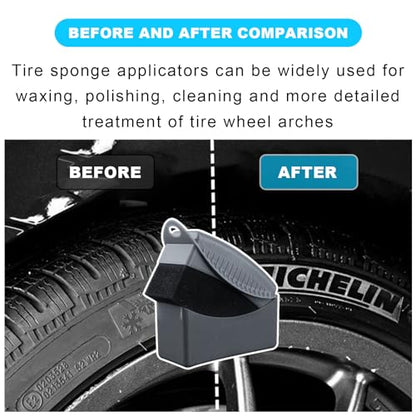 Augeny 2PCS Tire Dressing Applicator, Reusable Car Tire Shine Sponge Pad With Lid, Durable Foam Auto Wheel Detailing for Vehicle Waxing Polishing Cleaning (Gray) - color: Gray